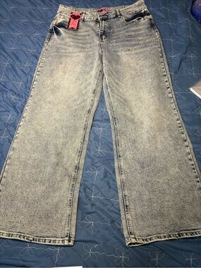 Wave jeans  Washed Light Blue Wide-Leg Jeans